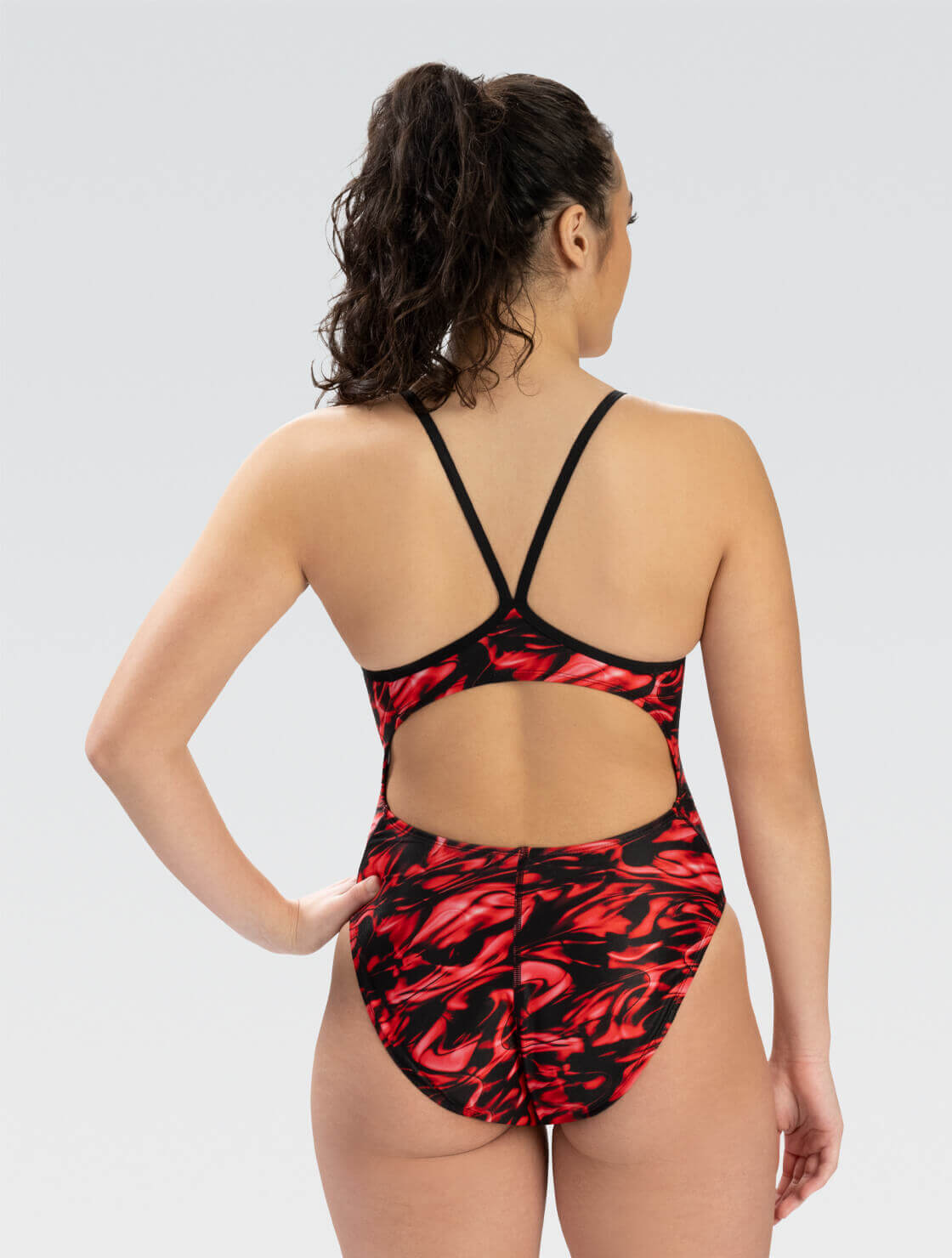 Women's Red Zephyr Print One Piece Swimsuit | All Over Print | V