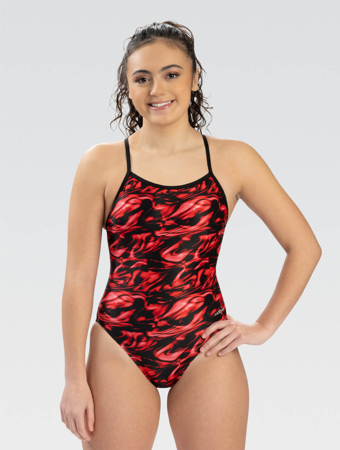 Women's Red Zephyr Print One Piece Swimsuit | All Over Print | V