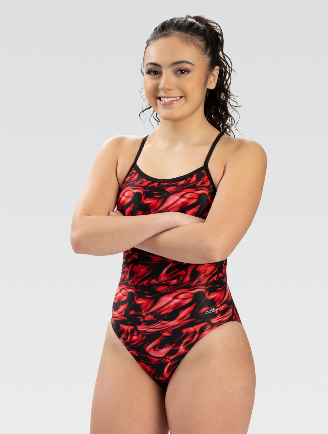 Women's Red Zephyr Print One Piece Swimsuit | All Over Print | V