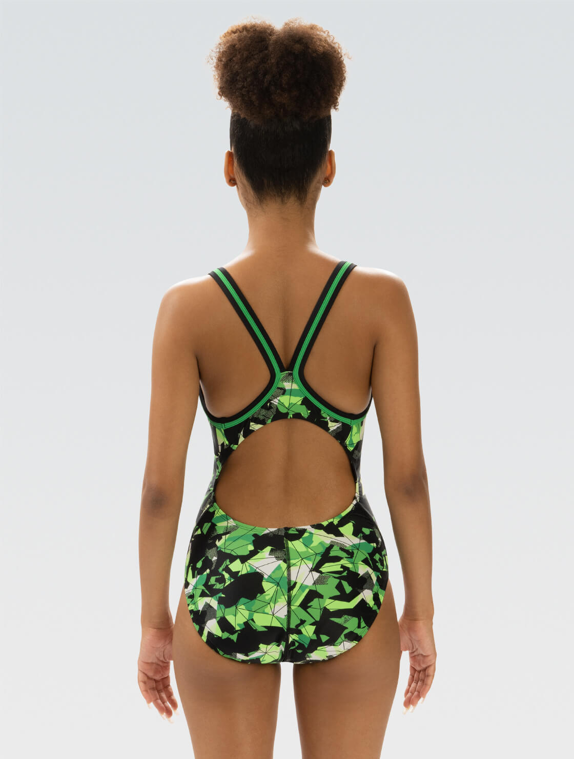 Women's Implode Green One Piece Swimsuit | DBX Back | Competitve