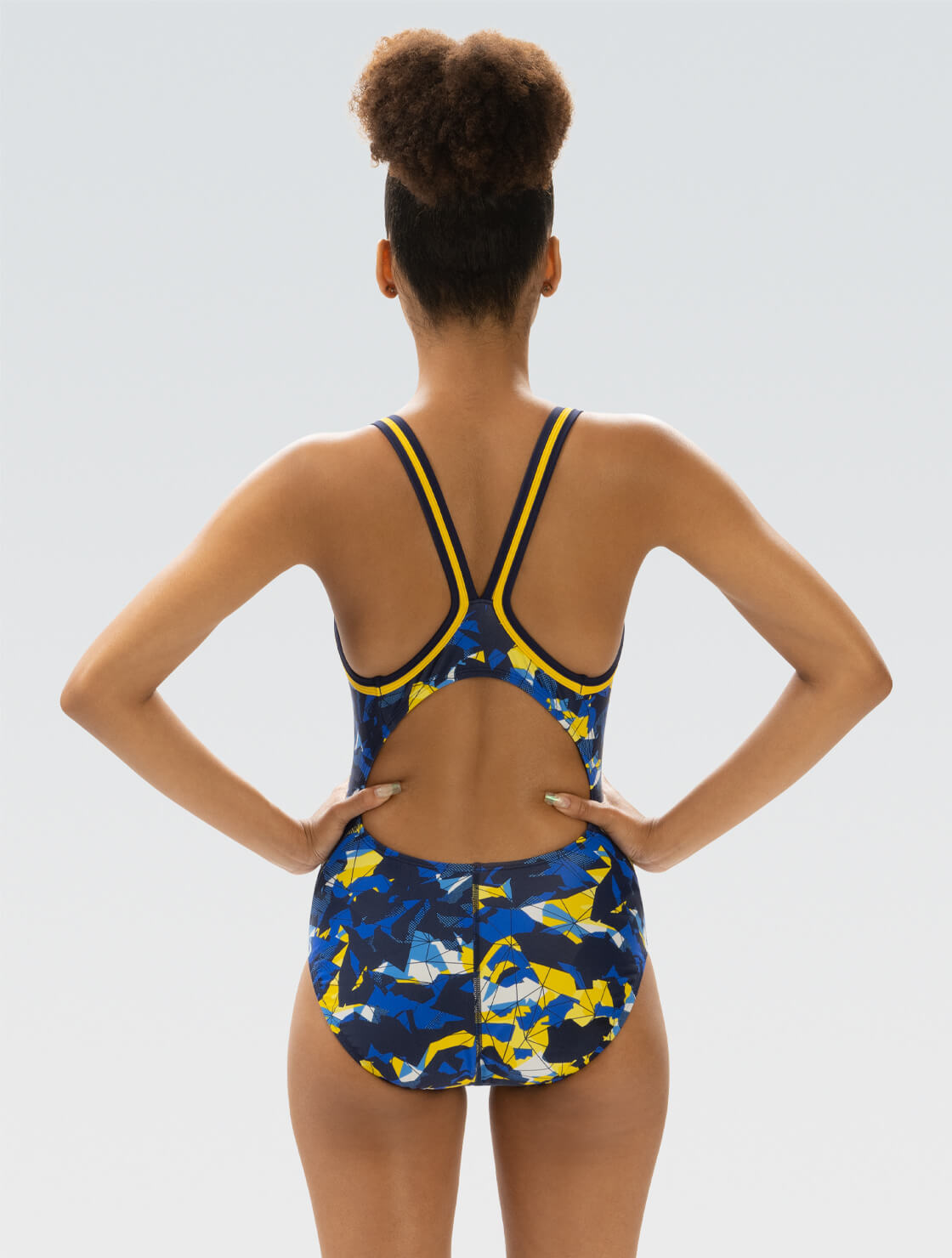 Women's Implode Navy and Gold One Piece Swimsuit | DBX Back
