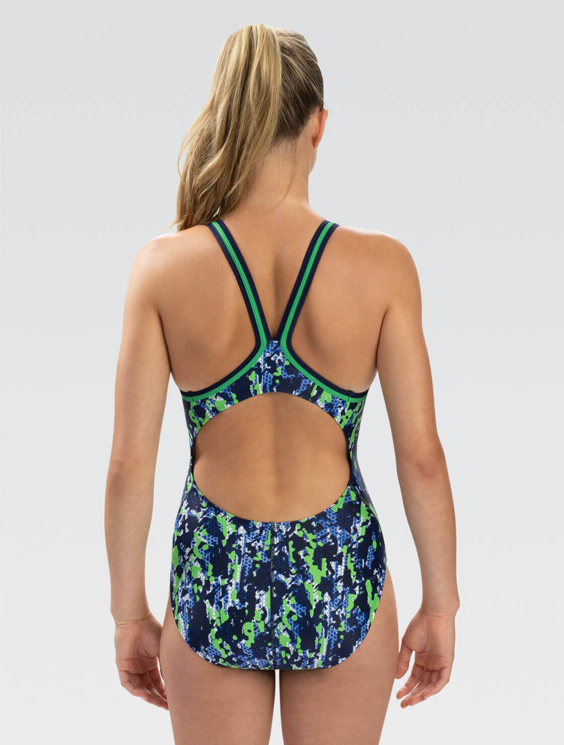 Women's Breaker Blue and Green One Piece Swimsuit | DBX Back