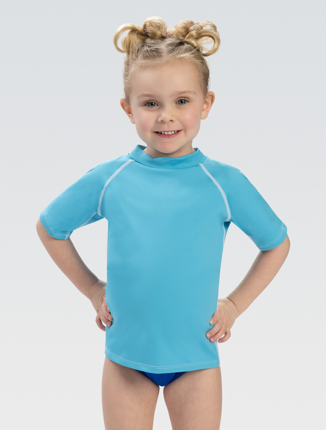 Unisex Kids' Turquoise Short Sleeve Rash Guard | UPF 50+ Sun