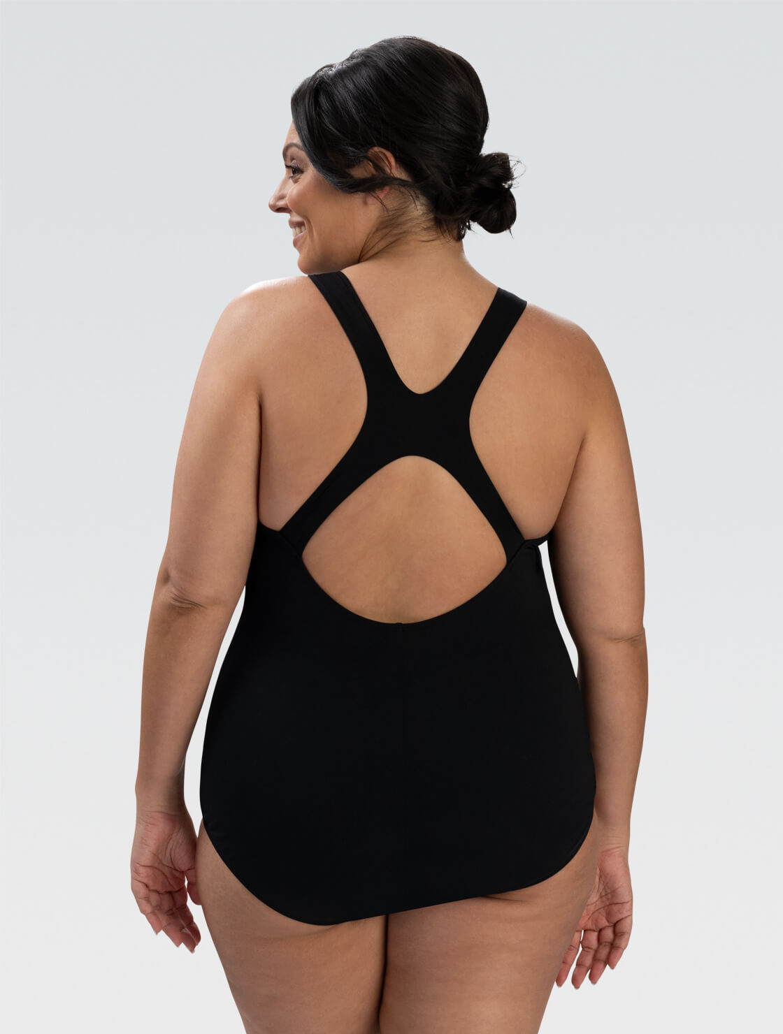 Women's Black Lap Suit One Piece Swimsuit | Conservative Coverage
