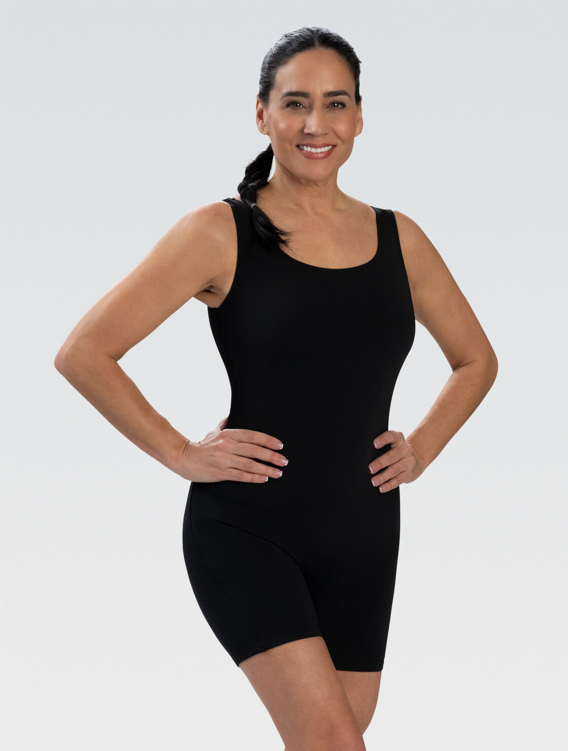 Women's Black Aquatard One Piece Swimsuit | Conservative Coverage