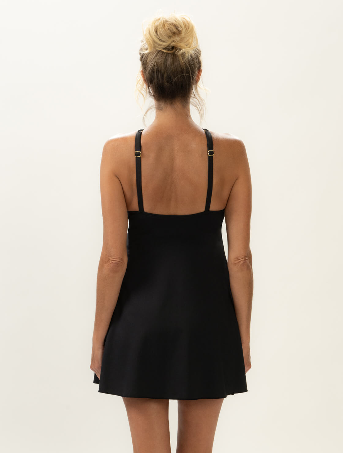 Women's Black Keyhole Front Swimsuit Dress | A-Line Cut | Swim Dresses |  Aquatic Fitness | Aquashape  Dolfin Swimwear