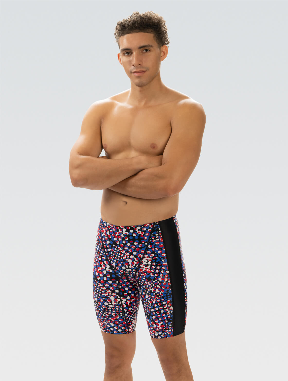 XtraSleek Men's Propel Red, White, and Blue Spliced Jammer
