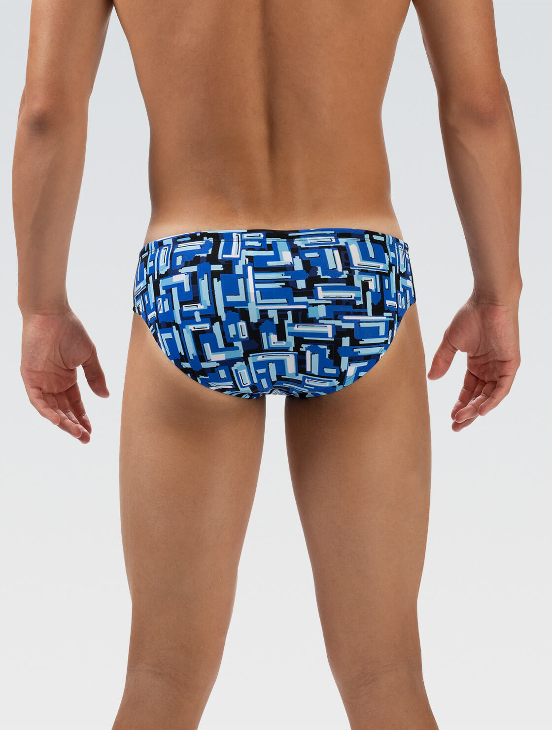 Men's Blue Bionic Print Racer Swimsuit | All Over Print