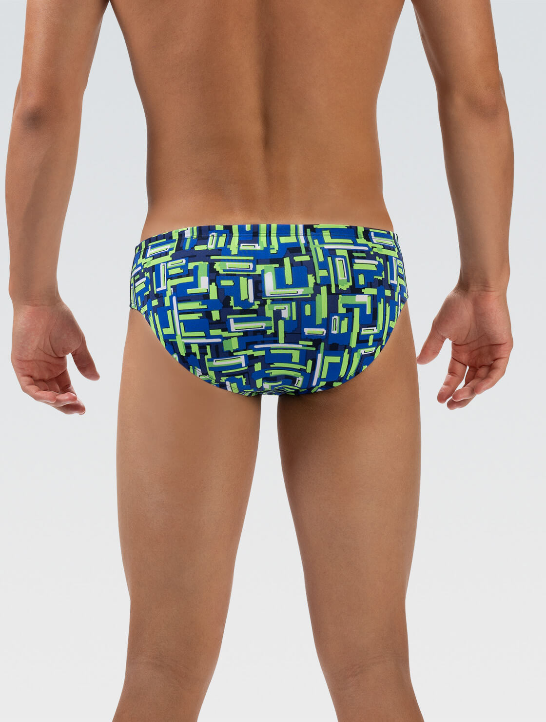 Men's Blue and Green Bionic Print Racer Swimsuit | All Over Print