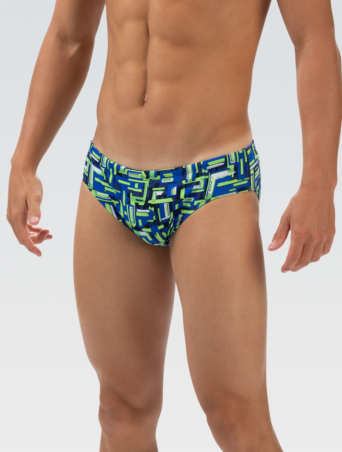 Men's Blue and Green Bionic Print Racer Swimsuit | All Over Print