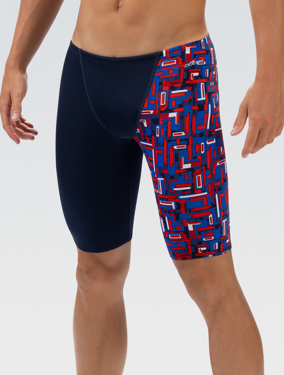 【展示会限定 】 Eaphi asymmetry rib swim wear水着 Men's Blue Summit Printed Jammer Swimsuit | Asymmetrical Color