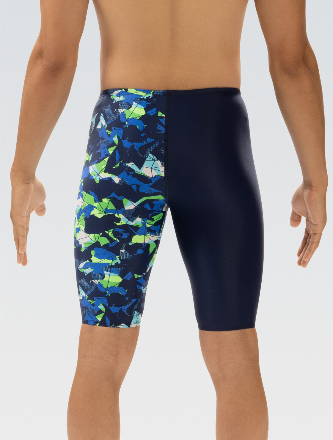 Men's Implode Blue and Green Jammer Swimsuit | Asymmetrial Jammer