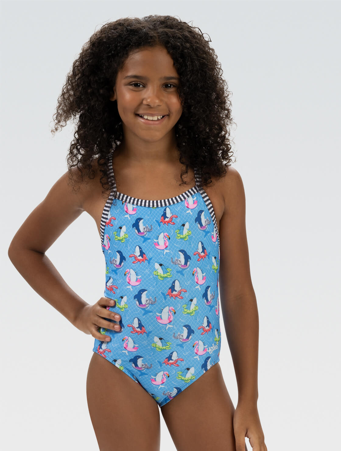 Girls' Fin Floats One Piece Swimsuit | Criss Cross Back | Uglies