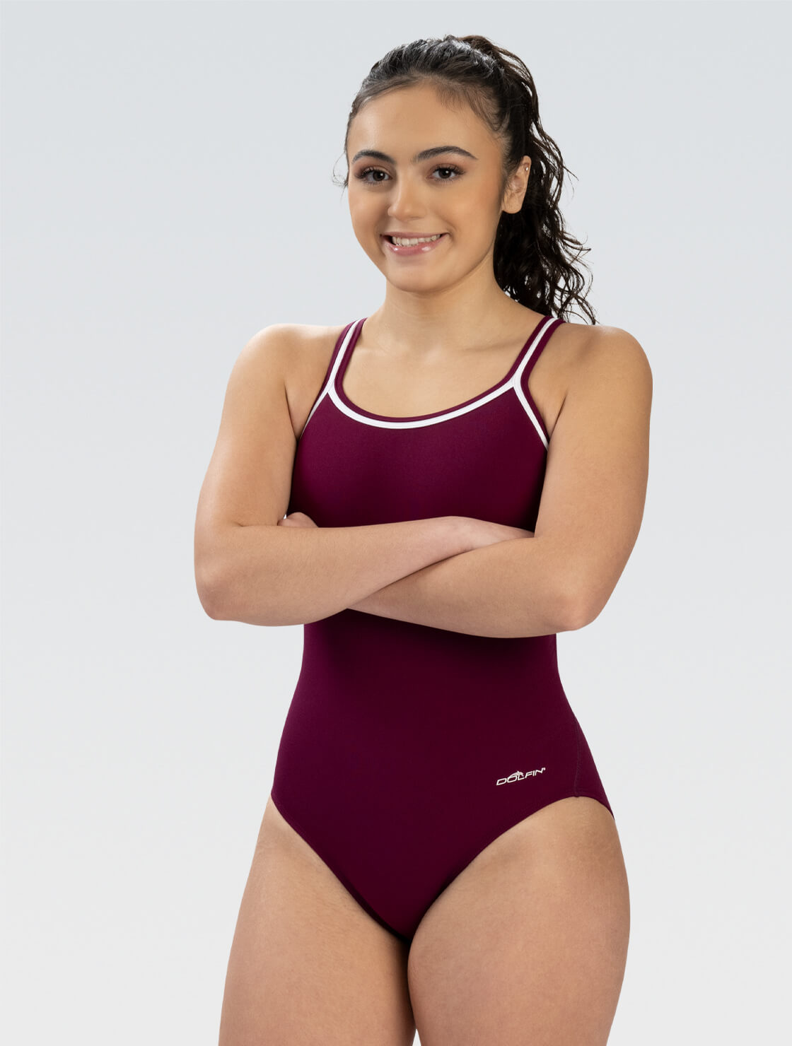Women's Maroon One Piece Swimsuit | Solid Color | DBX Back